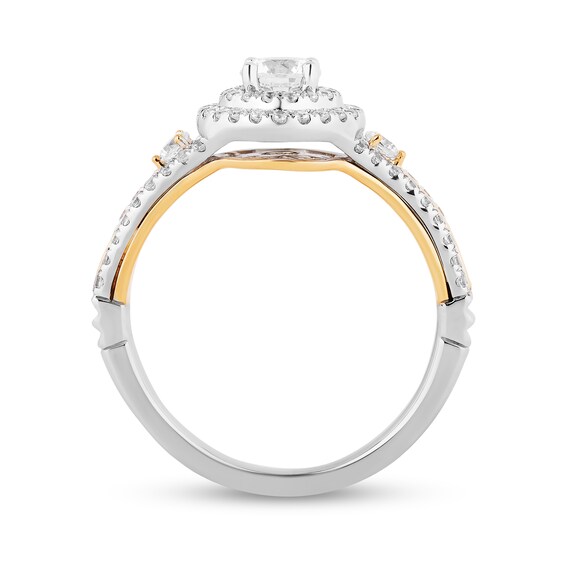 Enchanted Disney Rapunzel 1 CT. T.w. Diamond Double Frame Engagement Ring in 14K Two-Tone Gold