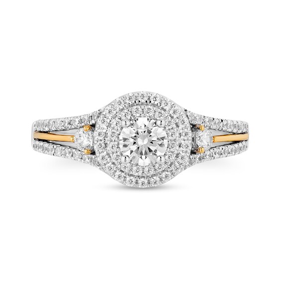 Enchanted Disney Rapunzel 1 CT. T.w. Diamond Double Frame Engagement Ring in 14K Two-Tone Gold