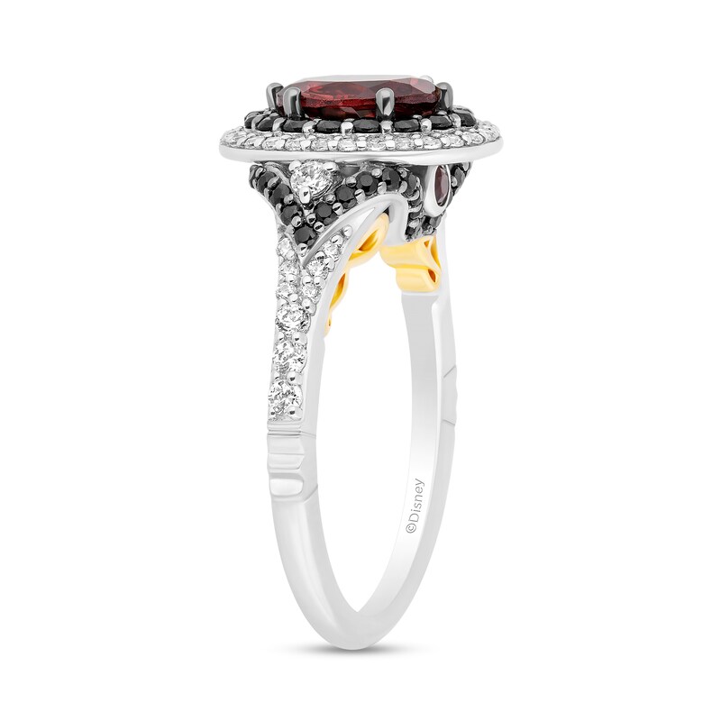 Main Image 2 of Enchanted Disney Villains Evil Queen Oval Garnet and 1 CT. T.W. Diamond Frame Engagement Ring in 14K White Gold