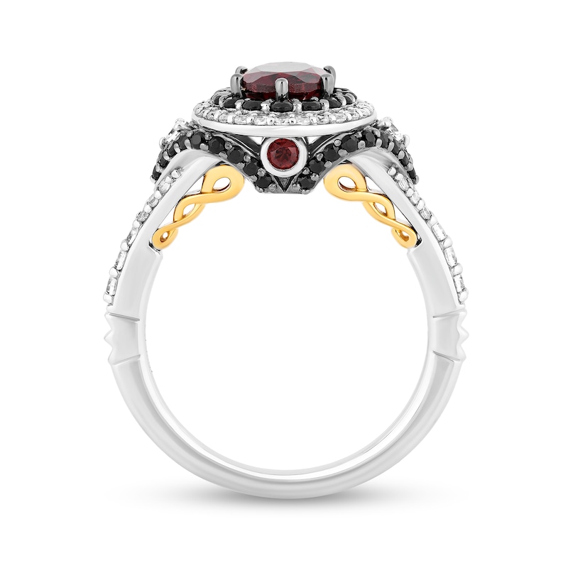 Main Image 3 of Enchanted Disney Villains Evil Queen Oval Garnet and 1 CT. T.W. Diamond Frame Engagement Ring in 14K White Gold