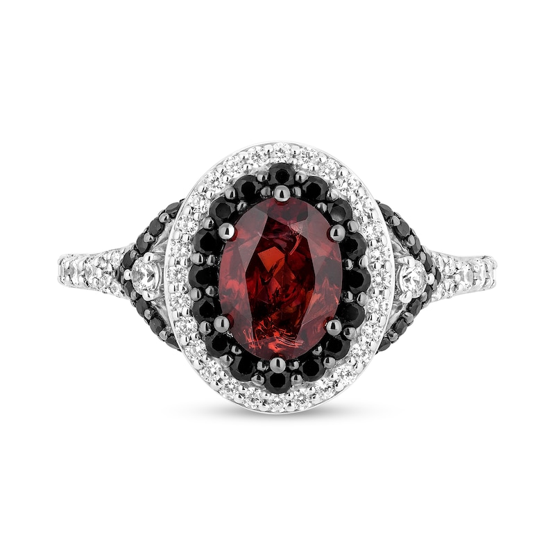Enchanted Disney Villains Evil Queen Oval Garnet and 1 CT. T.W. Diamond Frame Engagement Ring in 14K White Gold