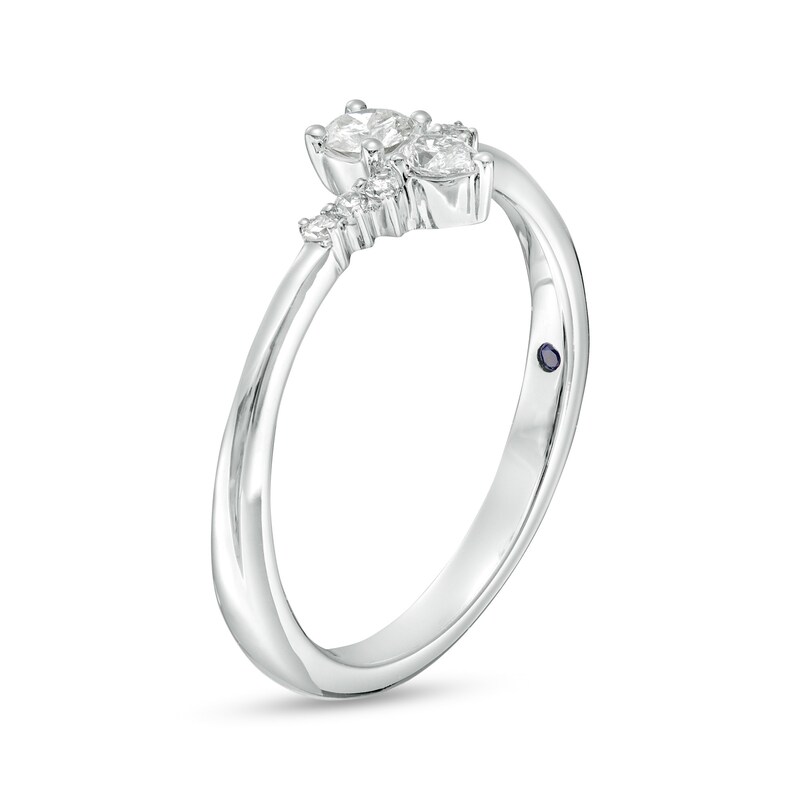 Main Image 3 of Cherished Promise Collection™ 1/5 CT. T.W. Pear-Shaped and Round Diamond Chevron Promise Ring in 10K White Gold