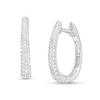 Thumbnail Image 1 of 1/2 CT. T.W. Diamond Triple Row Oval Hoop Earrings in 10K White Gold