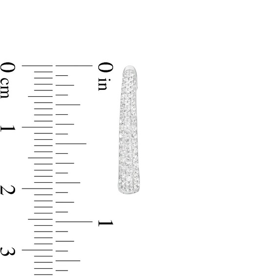 1/2 CT. T.w. Diamond Triple Row Oval Hoop Earrings in 10K White Gold