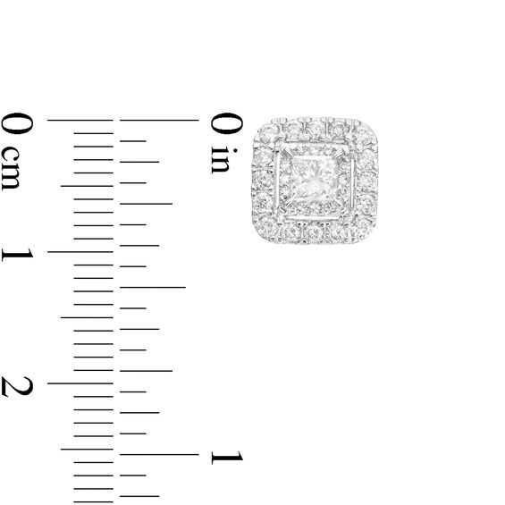 1 CT. T.w. Princess-Cut Diamond Double Frame Stud Earrings in 10K White Gold