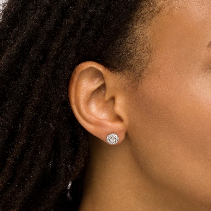 Main Image 2 of 3/4 CT. T.W. Diamond Frame Vintage-Style Stud Earrings in 10K White Gold