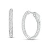Thumbnail Image 1 of 1/2 CT. T.W. Diamond Triple Row Inside-Out Hoop Earrings in 10K White Gold