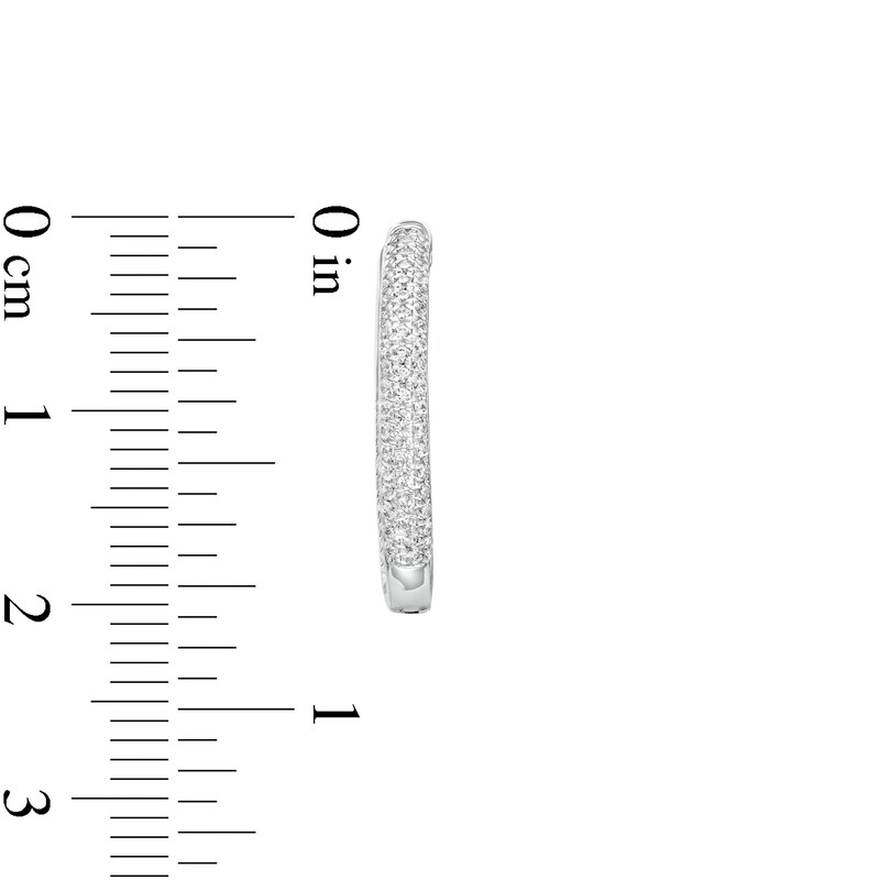 Main Image 3 of 1/2 CT. T.W. Diamond Triple Row Inside-Out Hoop Earrings in 10K White Gold