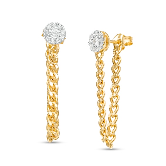 1/4 CT. T.w. Multi-Diamond Curb Chain Front/Back Earrings in 10K Gold