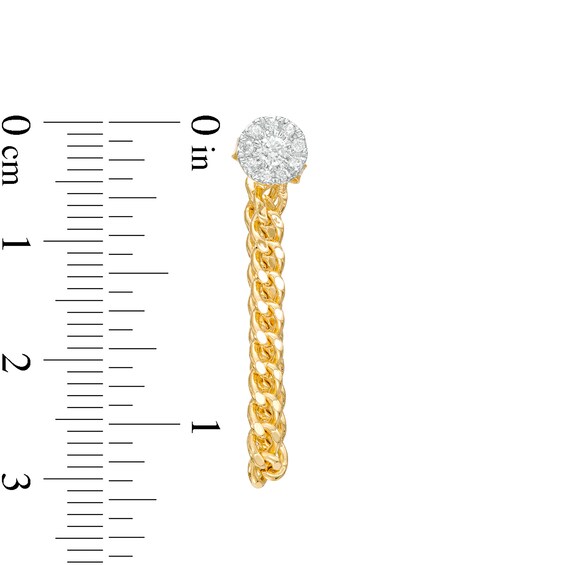 1/4 CT. T.w. Multi-Diamond Curb Chain Front/Back Earrings in 10K Gold