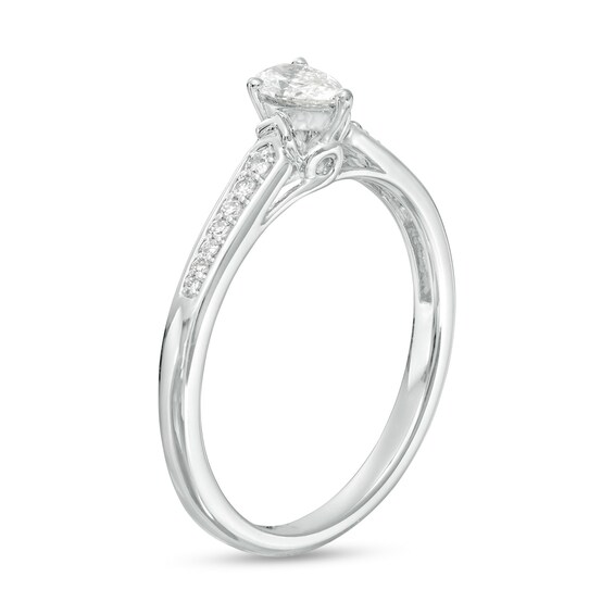 Cherished Promise Collectionâ¢ 1/4 CT. T.w. Pear-Shaped Diamond Promise Ring in 10K White Gold