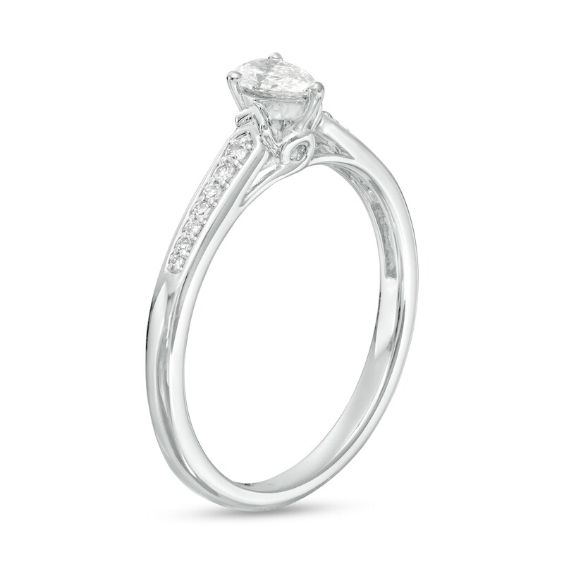 Main Image 3 of Cherished Promise Collection™ 1/4 CT. T.W. Pear-Shaped Diamond Promise Ring in 10K White Gold