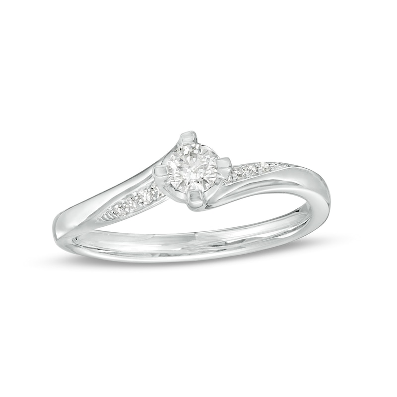 Main Image 1 of Cherished Promise Collection™ 1/5 CT. T.W. Diamond Bypass Promise Ring in 10K White Gold