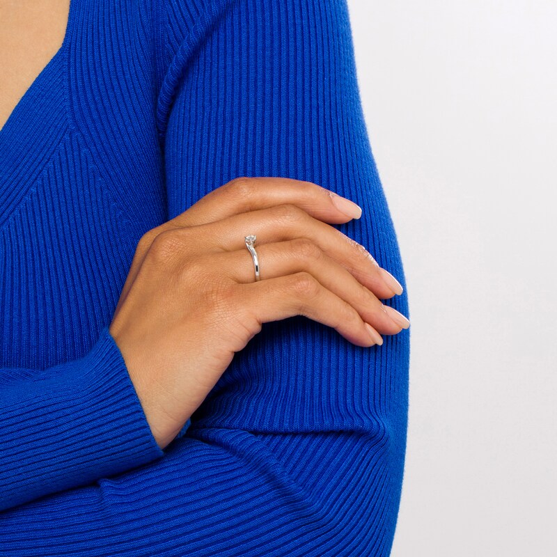 Main Image 2 of Cherished Promise Collection™ 1/5 CT. T.W. Diamond Bypass Promise Ring in 10K White Gold