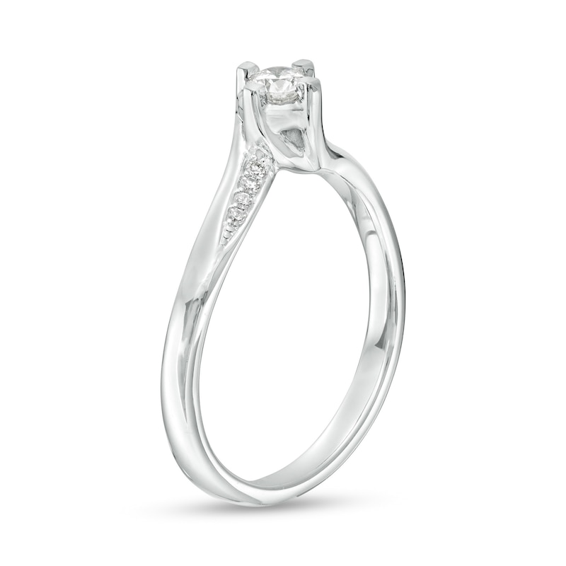 Main Image 3 of Cherished Promise Collection™ 1/5 CT. T.W. Diamond Bypass Promise Ring in 10K White Gold