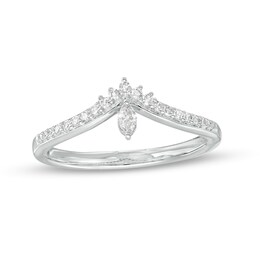 Cherished Promise Collection™ 1/6 CT. T.W. Marquise and Round Diamond Chevron Promise Ring in 10K White Gold
