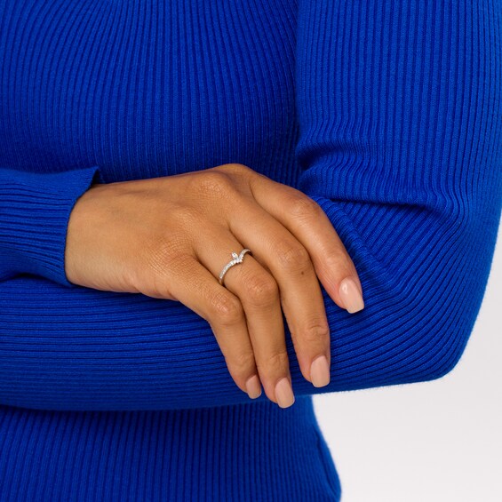 Cherished Promise Collectionâ¢ 1/6 CT. T.w. Marquise and Round Diamond Chevron Promise Ring in 10K White Gold