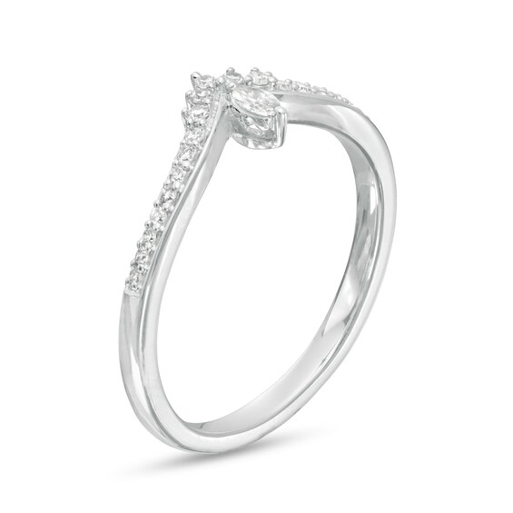 Cherished Promise Collectionâ¢ 1/6 CT. T.w. Marquise and Round Diamond Chevron Promise Ring in 10K White Gold