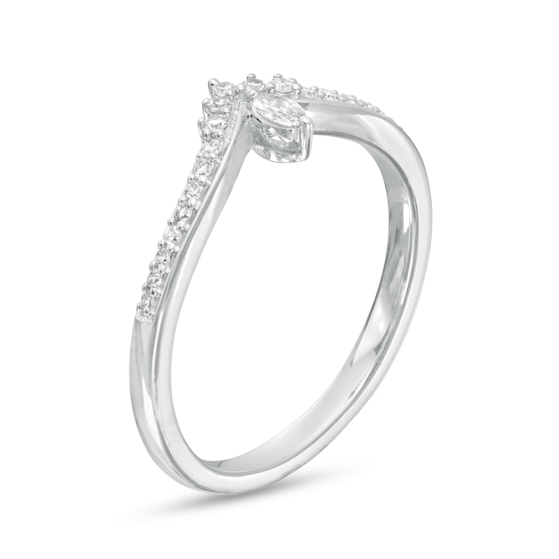 Main Image 3 of Cherished Promise Collection™ 1/6 CT. T.W. Marquise and Round Diamond Chevron Promise Ring in 10K White Gold