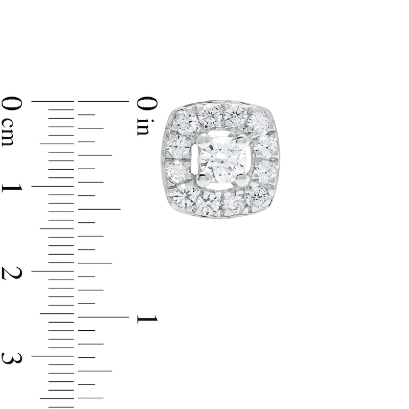 Main Image 3 of 3/8 CT. T.W. Diamond Cushion-Shaped Frame Stud Earrings in 10K White Gold