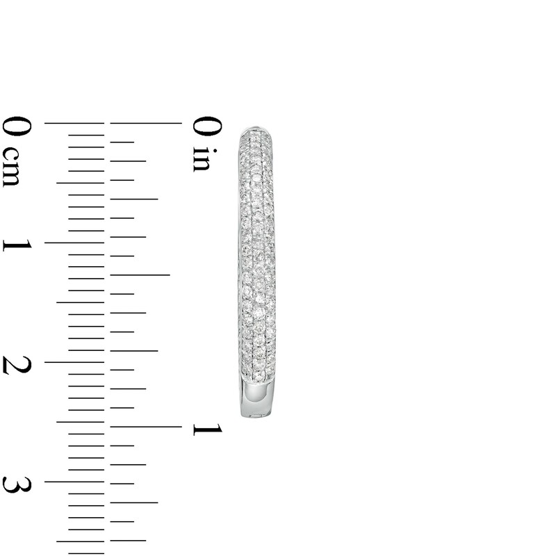 Main Image 3 of 1 CT. T.W. Diamond Triple Row Hoop Earrings in 10K White Gold