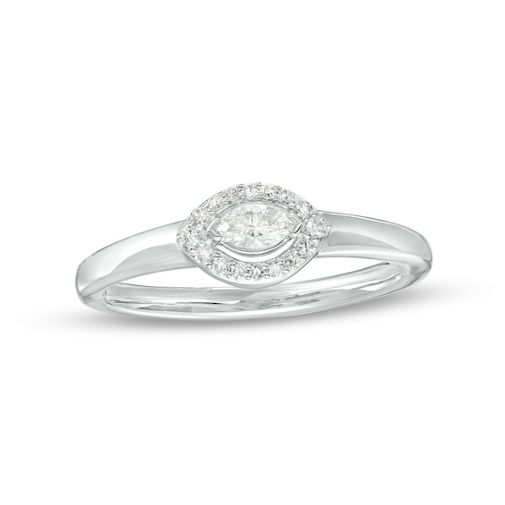 Cherished Promise Collection⢠1/6 CT. T.w. Marquise Diamond Frame Promise Ring in 10K White Gold
