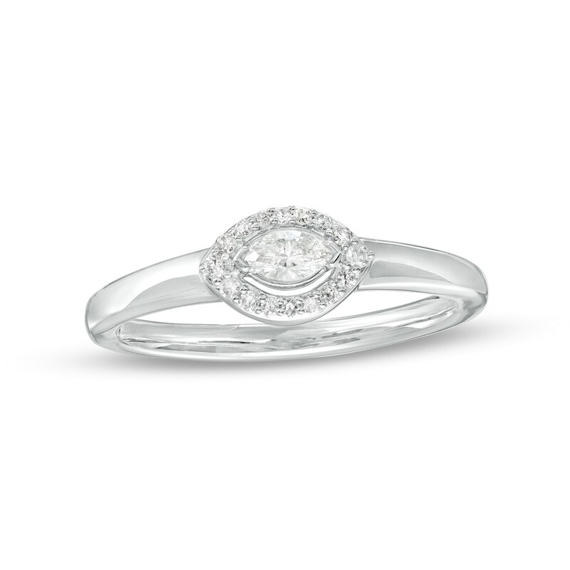 Main Image 1 of Cherished Promise Collection™ 1/6 CT. T.W. Marquise Diamond Frame Promise Ring in 10K White Gold
