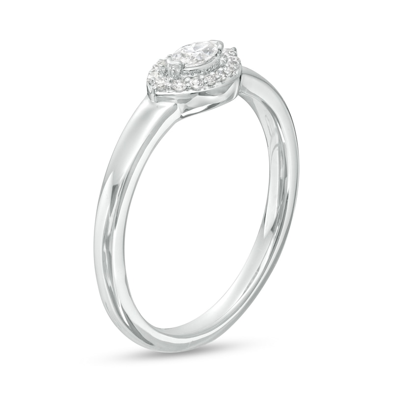 Main Image 3 of Cherished Promise Collection™ 1/6 CT. T.W. Marquise Diamond Frame Promise Ring in 10K White Gold