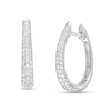 Thumbnail Image 1 of 1 CT. T.W. Diamond Triple Row Oval Hoop Earrings in 10K White Gold