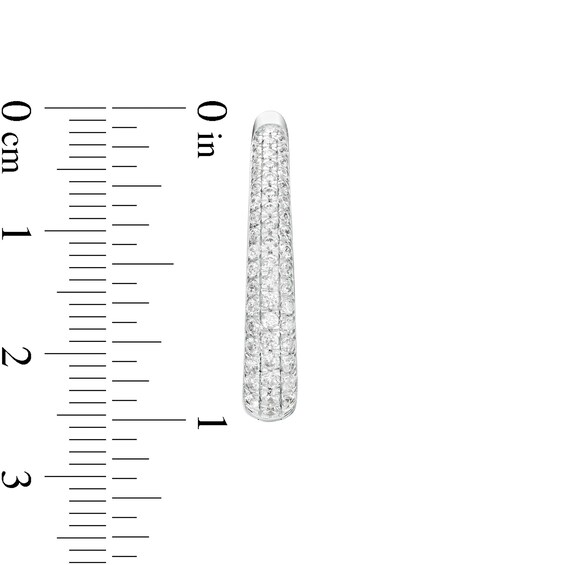 1 CT. T.w. Diamond Triple Row Oval Hoop Earrings in 10K White Gold