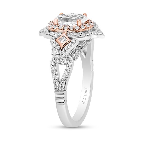 Enchanted Disney Aurora 1-3/4 CT. T.w. Oval Diamond Ornate Frame Engagement Ring in 14K Two-Tone Gold