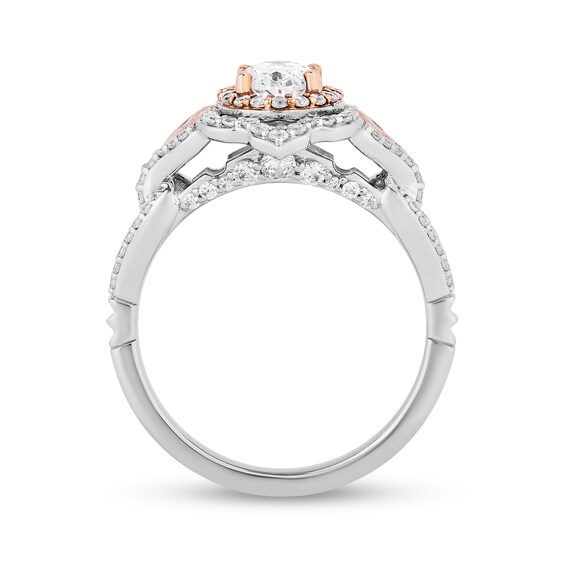 Enchanted Disney Aurora 1-3/4 CT. T.w. Oval Diamond Ornate Frame Engagement Ring in 14K Two-Tone Gold