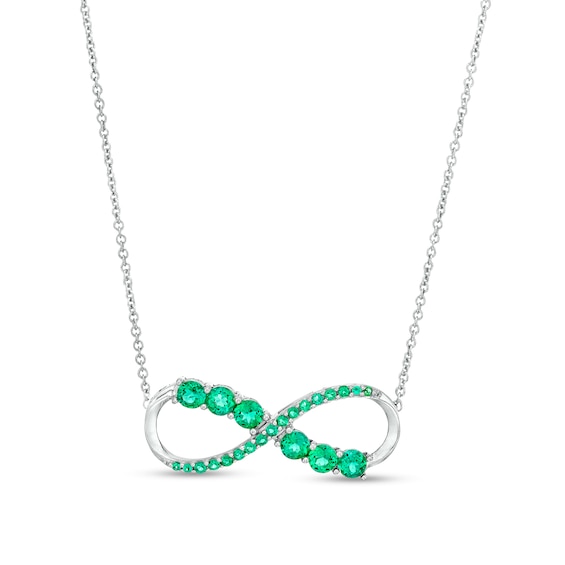 Lab-Created Emerald Infinity Loop Necklace in Sterling Silver