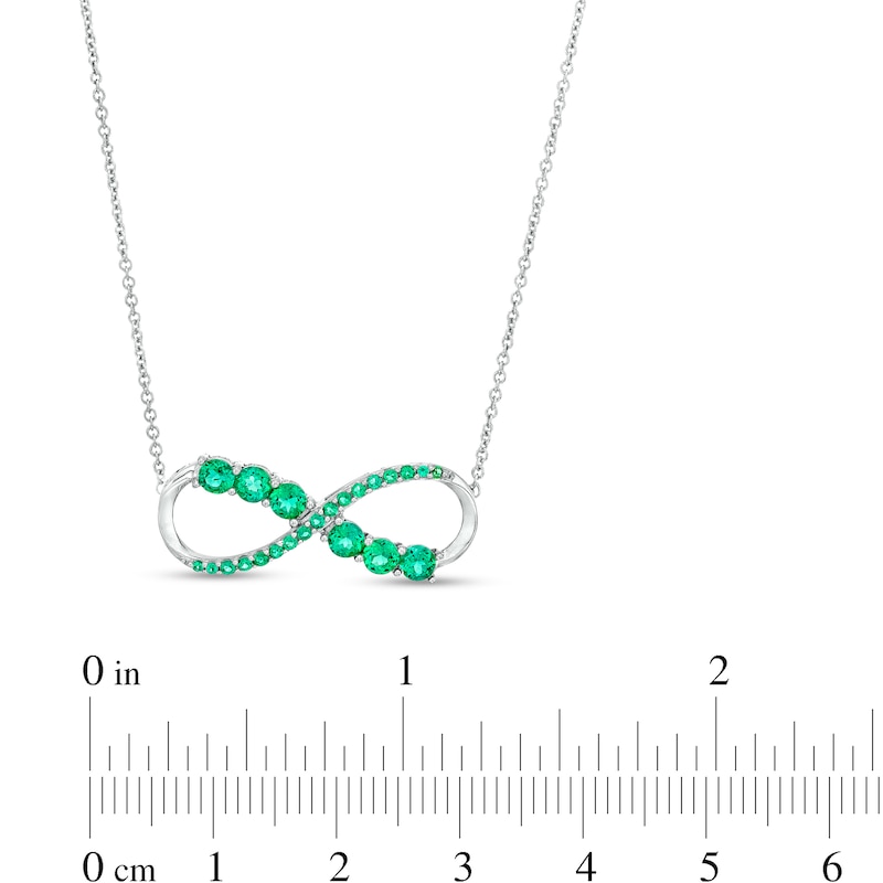 Main Image 4 of Lab-Created Emerald Infinity Loop Necklace in Sterling Silver