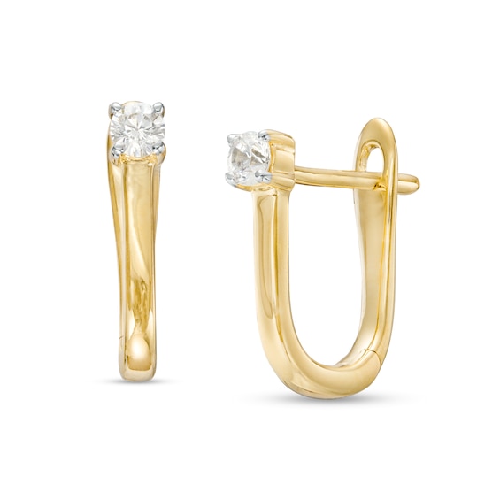 1/10 CT. T.w. Diamond Solitaire U-Hoop Earrings in 10K Gold