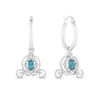 Thumbnail Image 0 of Enchanted Disney Cinderella Blue Topaz and 1/10 CT. T.W. Diamond Carriage Dangle Hoop Earrings in Sterling Silver