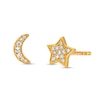 Thumbnail Image 1 of 1/10 CT. T.W. Diamond Star and Moon Stud Earrings in 10K Gold