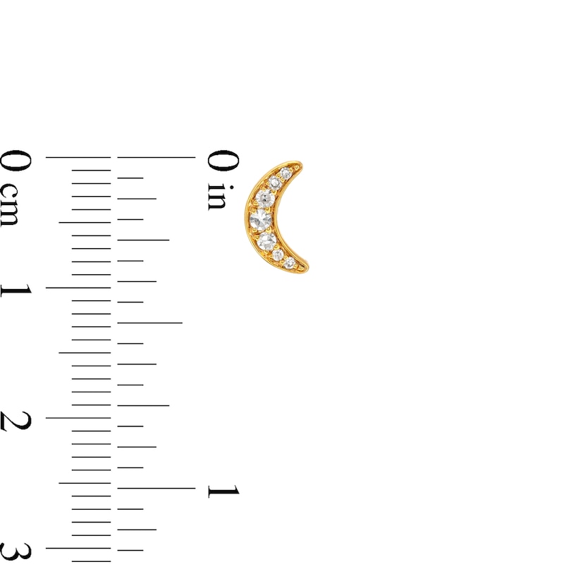 Main Image 3 of 1/10 CT. T.W. Diamond Star and Moon Stud Earrings in 10K Gold