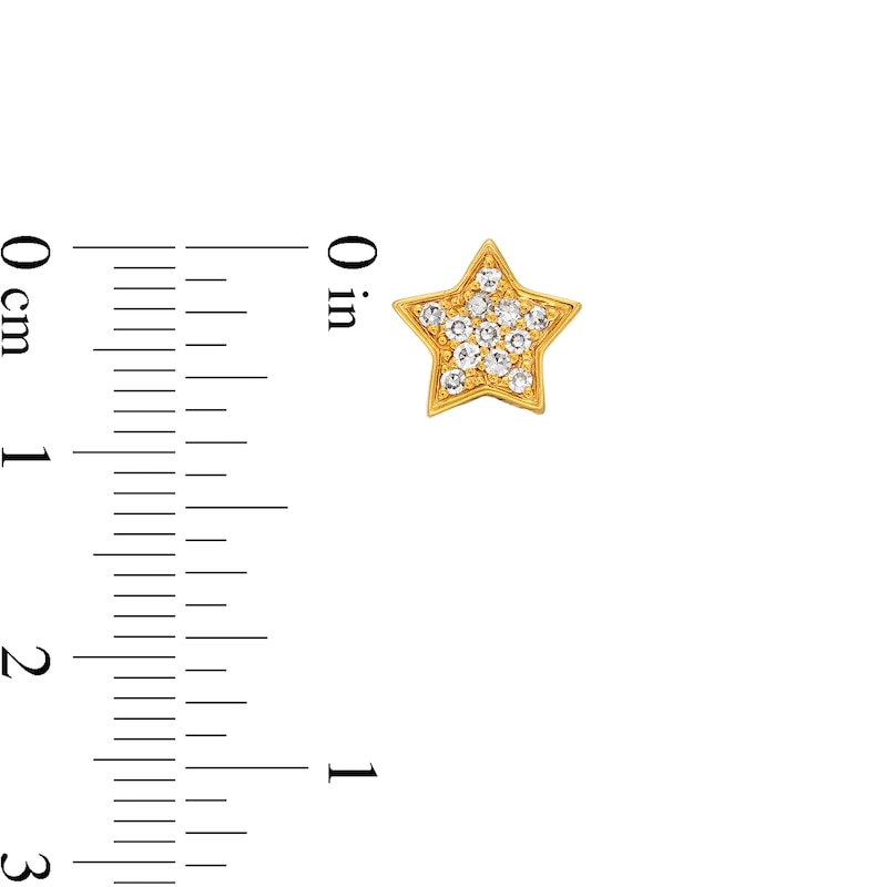 Main Image 4 of 1/10 CT. T.W. Diamond Star and Moon Stud Earrings in 10K Gold