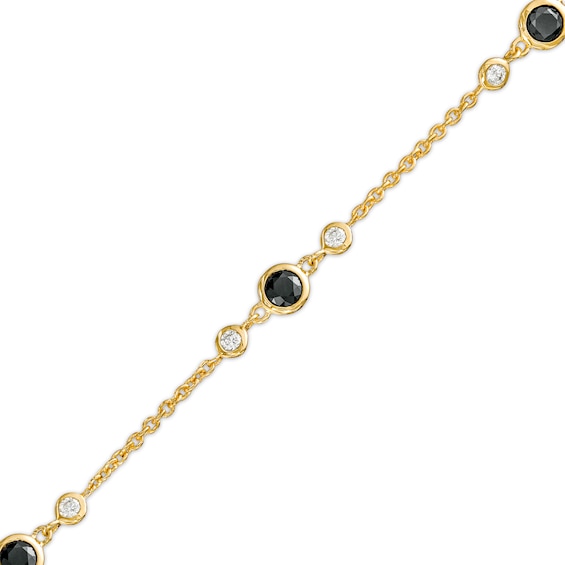 1 CT. T.w. Black and White Diamond Trio Bracelet in 10K Gold – 7.25"