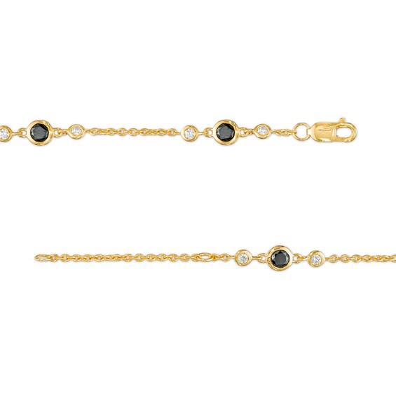 1 CT. T.w. Black and White Diamond Trio Bracelet in 10K Gold â 7.25"