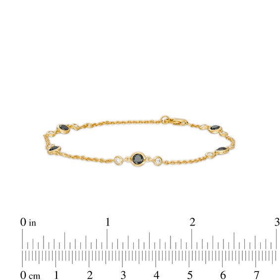 1 CT. T.w. Black and White Diamond Trio Bracelet in 10K Gold â 7.25"