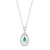 Thumbnail Image 1 of Pear-Shaped Lab-Created Emerald and White Sapphire Frame Intertwined Pendant in Sterling Silver