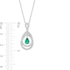 Thumbnail Image 3 of Pear-Shaped Lab-Created Emerald and White Sapphire Frame Intertwined Pendant in Sterling Silver