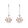 Thumbnail Image 0 of Enchanted Disney Jasmine 1/10 CT. T.W. Diamond Flower Drop Earrings in Sterling Silver and 10K Rose Gold