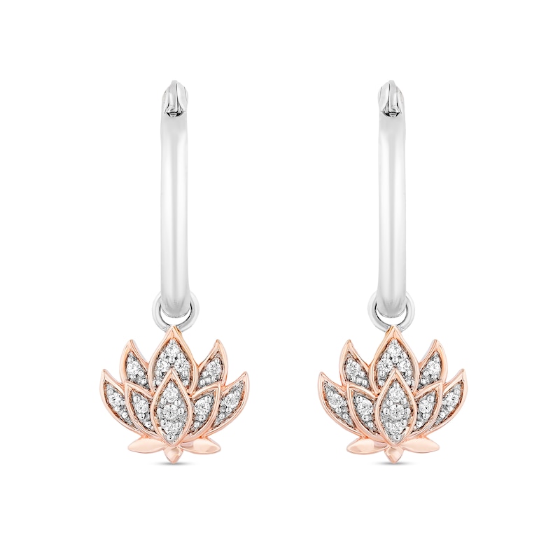 Main Image 1 of Enchanted Disney Jasmine 1/10 CT. T.W. Diamond Flower Drop Earrings in Sterling Silver and 10K Rose Gold