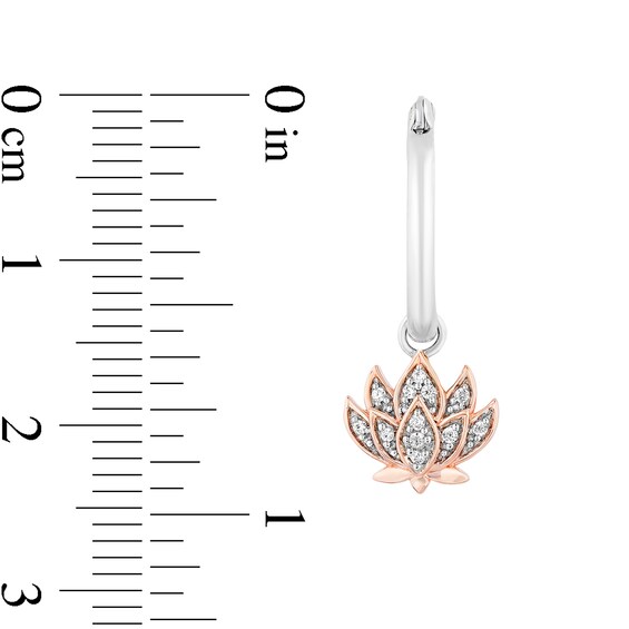 Enchanted Disney Jasmine 1/10 CT. T.w. Diamond Flower Drop Earrings in Sterling Silver and 10K Rose Gold