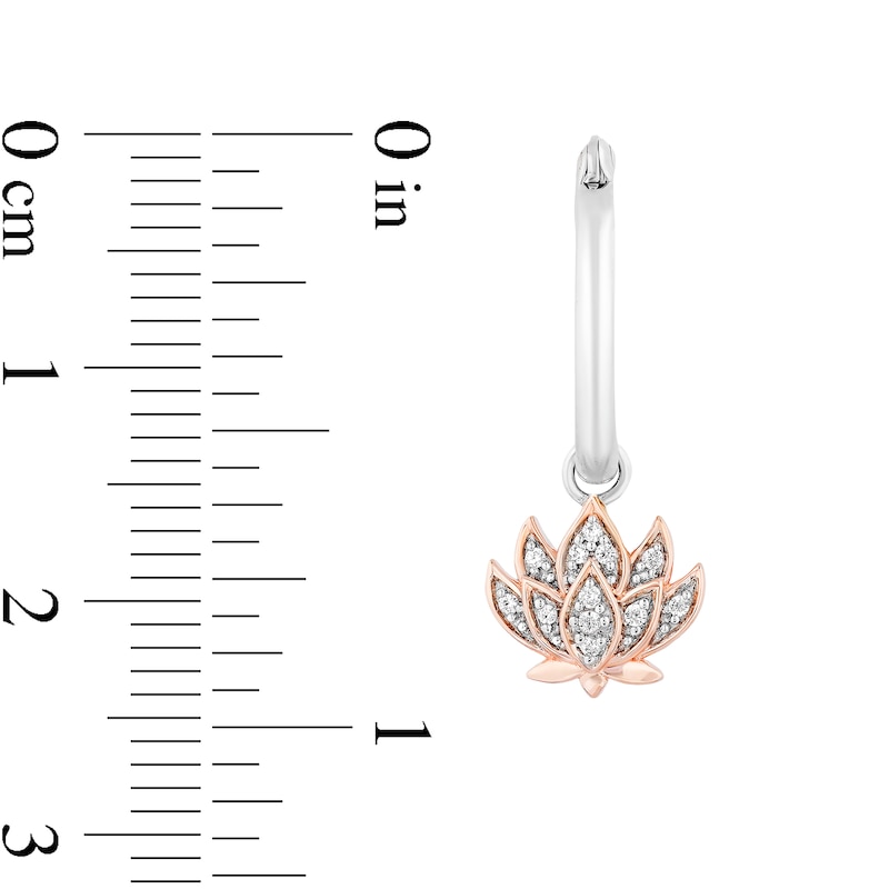 Main Image 3 of Enchanted Disney Jasmine 1/10 CT. T.W. Diamond Flower Drop Earrings in Sterling Silver and 10K Rose Gold