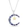 Thumbnail Image 1 of Marquise and Round Blue Lab-Created Sapphire Star and Moon Pendant in Sterling Silver with 10K Gold Plate