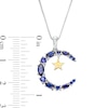Thumbnail Image 3 of Marquise and Round Blue Lab-Created Sapphire Star and Moon Pendant in Sterling Silver with 10K Gold Plate